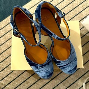 Sezane Katie Heels in Blue Velvet